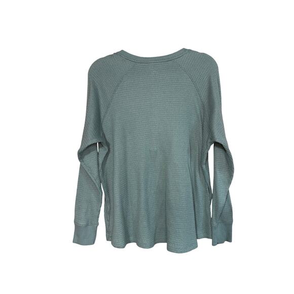 American Eagle Women’s Waffle Knit Long Sleeve Shirt, Green, Size L, GUC - Picture 2 of 4